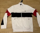 Polo Ralph Lauren Men s Double Knit Full Zip Colorblock Track Jacket White S