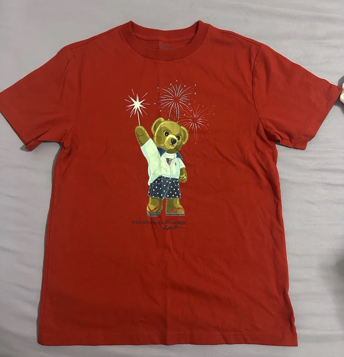 Polo Ralph Lauren Polo Bear Red T Shirt Big Boys Size M  10 12 Years  Retail  45