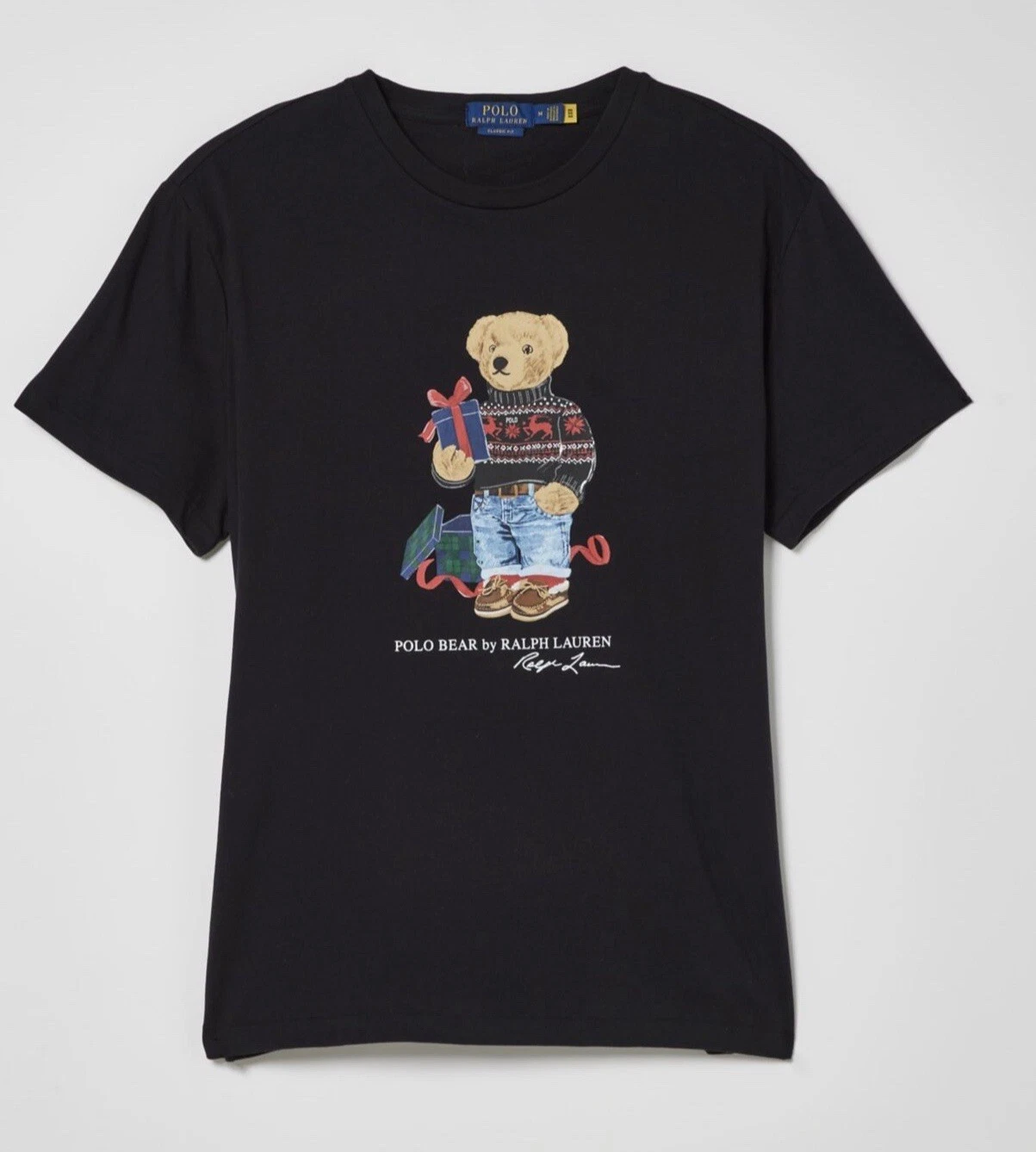 Polo Ralph Lauren Polo Bear T Shirt Men Size Medium Black Graphic Classic Fit