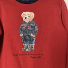 Polo by Ralph Lauren Red and Black Sweatshirt Bear Design Boy Size 10/12 New