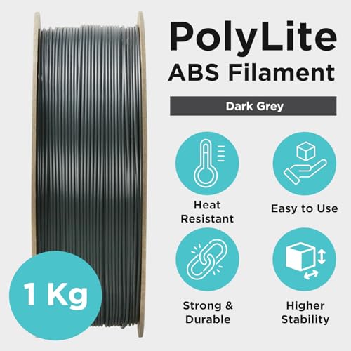 Polymaker ABS Filament 1 75mm Dark Grey  3D Printer Filament 1 75mm Heat Resistant 1kg   PolyLite ABS 3D Printing Filament 1 75mm  Strong & Durable  Dimensional Accuracy  /  0 03mm
