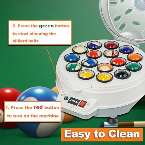 Pool Ball Cleaner Pool Ball Polishing Cleaning Machine Billiard Ball Cleaner Electronic Pool Balls Polishing for 16 Billiard and Snooker Balls 110V 180V