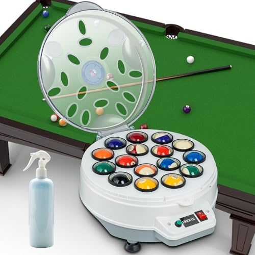 Pool Ball Cleaner Pool Ball Polishing Cleaning Machine Billiard Ball Cleaner Electronic Pool Balls Polishing for 16 Billiard and Snooker Balls 110V 180V