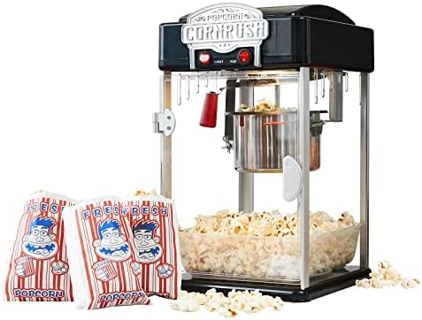 Popcorn Popper Machine 4 OZ Vintage Professional Popcorn Maker Theater Style with Nonstick Kettle Warming Light and Serving Scoop   Red 