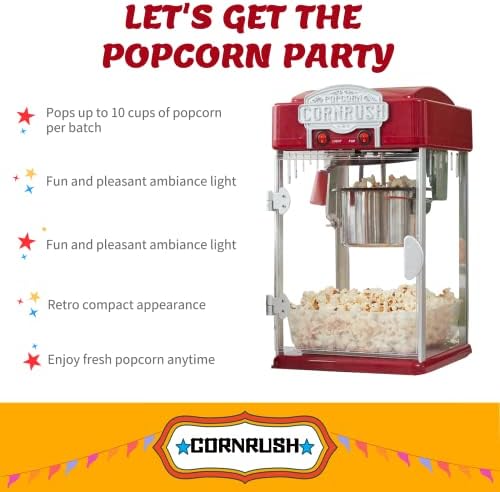 Popcorn Popper Machine 4 OZ Vintage Professional Popcorn Maker Theater Style with Nonstick Kettle Warming Light and Serving Scoop   Red 