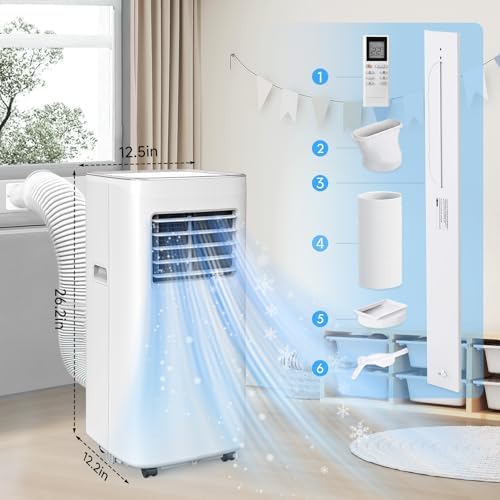 Portable Air Conditioners  3 in 1 8500 BTU Cooling Unit with Fan & Dehumidifier for Room  Quiet Operation  Cools up to 450 sq ft  Complete Window Installation Kit for Home Office