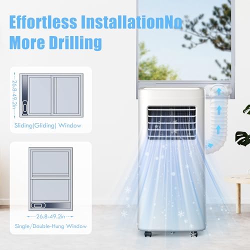 Portable Air Conditioners  3 in 1 8500 BTU Cooling Unit with Fan & Dehumidifier for Room  Quiet Operation  Cools up to 450 sq ft  Complete Window Installation Kit for Home Office