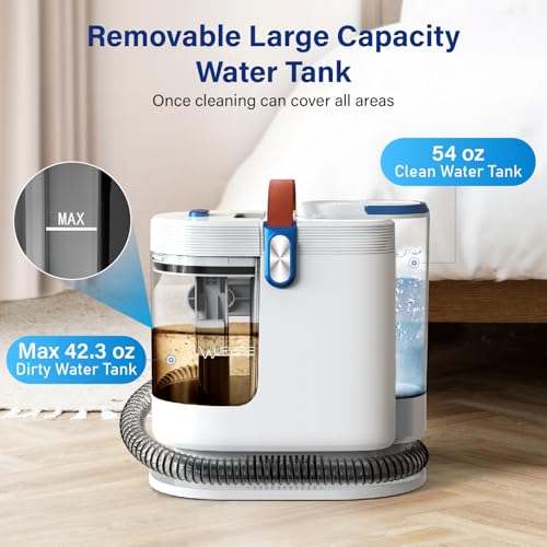 Portable Carpet Cleaner Machine  Carpet Shampooer  15Kpa Upholstery Cleaner with 3 Tools  54oz Large Water Tank  16 4ft Power Cord  Spot and Stain Deep Cleaner for Rug  Couches  Car Blue