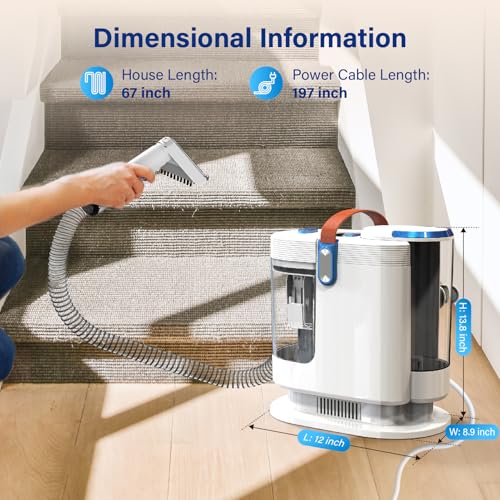 Portable Carpet Cleaner Machine  Carpet Shampooer  15Kpa Upholstery Cleaner with 3 Tools  54oz Large Water Tank  16 4ft Power Cord  Spot and Stain Deep Cleaner for Rug  Couches  Car Blue