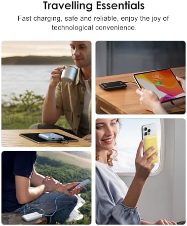 Portable Charger 10000mAh  Cell Phone Portable Power Banks with 22 5W PD Fast Charging  Compact Phone Charger Built in Cable  Compatible with Apple  Samsung  Google  Motorola and More Yellow