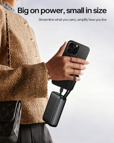 Cargador Portátil 50000mAh Power Bank, Cargador de Teléfono Portátil con 2 Cables Integrados, 22.5W Carga Rápida Elementos Esenciales de Viaje Paquete de Batería para iPhone/iPad/MacBook