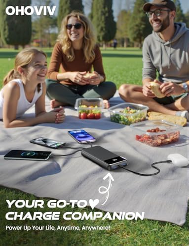 Cargador portátil, banco de energía de 50000 mAh con cables incorporados, paquete de batería de carga rápida de 22.5W, cargador de teléfono portátil para viajes y camping esencial, PowerBank