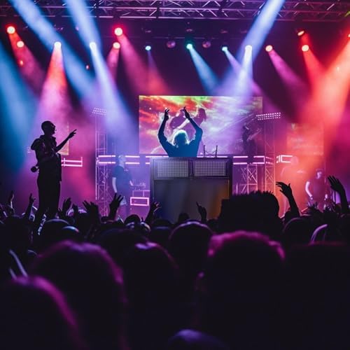 Portable DJ Booth Table  41L x 20W DJ Table Stand Portable Booth Double Deck  Adjustable DJ Facade Station with White & Black Scrim  Foldable Metal Frame DJ Booth Panel for Parties  Wedding  Bars