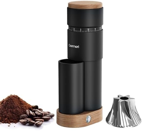 Portable Electric Burr Coffee Grinder Wirsh Geimori T38 with 3600mAh Battery& Stepless Adjustment for Espresso Pour Over French Press  Single Dose  Fast USB C Charging  Travel & Home Use