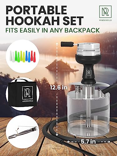 Juego de cachimba portátil con todo, cachimba acrílica YADO, carbón de coco para cachimba, 30 unidades, quemador de carbón para cachimba para cachimba - Torre de fuego premium