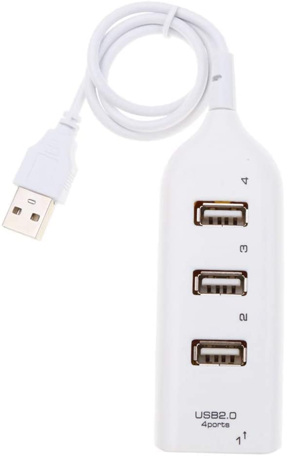 Portable Mini USB 2 0 Multiport with 4 Ports High Speed USB 2 0 Expansion Hub Splitter Adapter Compatible with PC Laptop Computer White