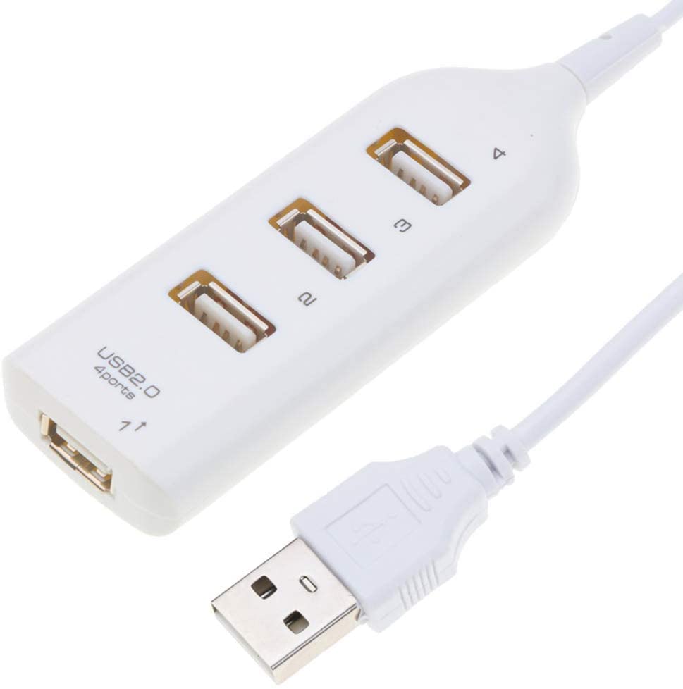Portable Mini USB 2 0 Multiport with 4 Ports High Speed USB 2 0 Expansion Hub Splitter Adapter Compatible with PC Laptop Computer White