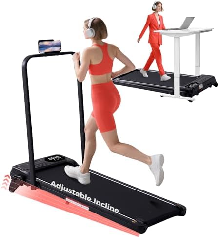 Portable Treadmill with Handles  2026 Upgrade Under the Desk Walking Pads Treadmills with Handle Bar & Incline  3 0HP Electric Small Compact Treadmills for Home Small Spaces  0 6 7 6MPH  350LBS