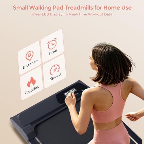 Portable Treadmill with Handles  2026 Upgrade Under the Desk Walking Pads Treadmills with Handle Bar & Incline  3 0HP Electric Small Compact Treadmills for Home Small Spaces  0 6 7 6MPH  350LBS