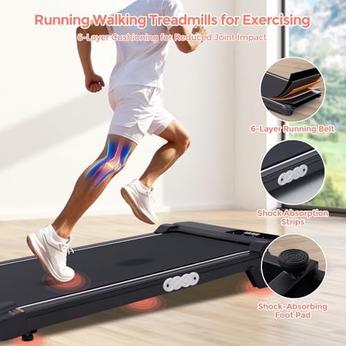 Portable Treadmill with Handles  2026 Upgrade Under the Desk Walking Pads Treadmills with Handle Bar & Incline  3 0HP Electric Small Compact Treadmills for Home Small Spaces  0 6 7 6MPH  350LBS