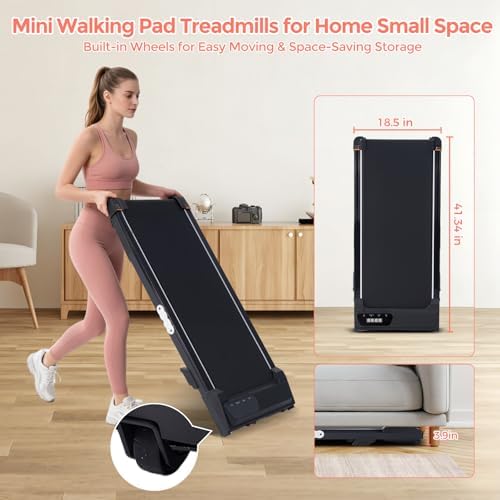 Portable Treadmill with Handles  2026 Upgrade Under the Desk Walking Pads Treadmills with Handle Bar & Incline  3 0HP Electric Small Compact Treadmills for Home Small Spaces  0 6 7 6MPH  350LBS