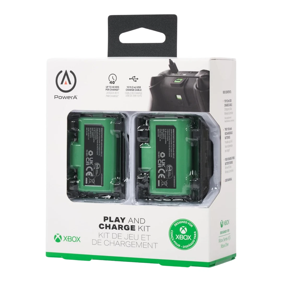 Kit oficial de PowerA para jugar y cargar para Xbox Series XS y Xbox One, USB-C verde