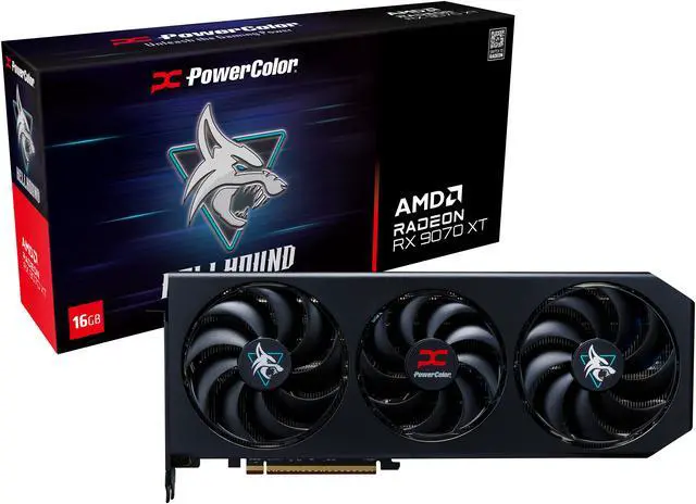 PowerColor Hellhound Radeon RX 9070 XT 16GB 256-Bit GDDR6 PCI Express 5.0 RDNA 4 Graphics Card RX9070XT 16G-L/OC