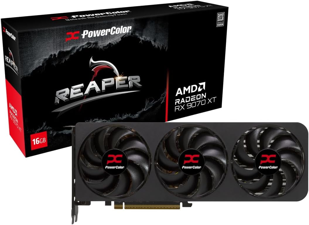 PowerColor Reaper AMD Radeon RX 9070 XT 16GB GDDR6 Triple Fan PCIe 5 0 Gaming Graphics Card