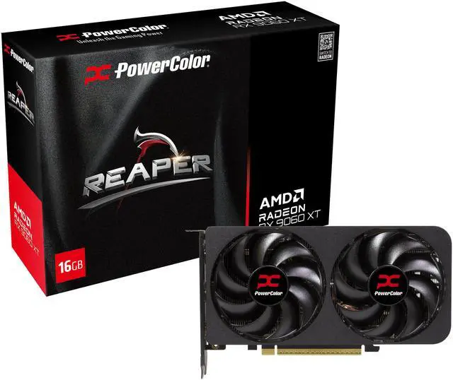 PowerColor Reaper Radeon RX 9060 XT 16GB GDDR6 PCI Express 5 0 x16 ATX Video Card RX9060XT 16G A