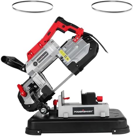PowerSmart Portable Band Saw with Removable Alloy Steel Base  10Amp 1100W Motor 5 Inch Deep Cut Bandsaw for Metal