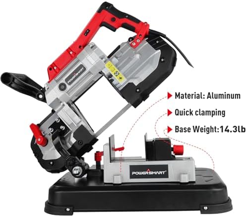 PowerSmart Portable Band Saw with Removable Alloy Steel Base  10Amp 1100W Motor 5 Inch Deep Cut Bandsaw for Metal