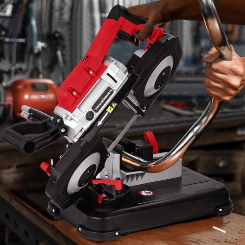 PowerSmart Portable Band Saw with Removable Alloy Steel Base  10Amp 1100W Motor 5 Inch Deep Cut Bandsaw for Metal