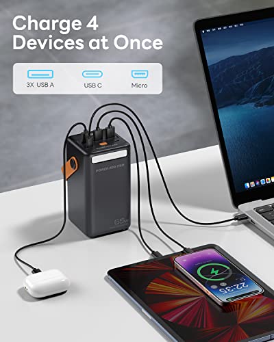 Power Bank 50000mAh PD 65W USB C Portable Charger with LED Display Fast Charging Compatible with Laptop MacBook iPhone Samsung for Outdoors Camping Travel   Black