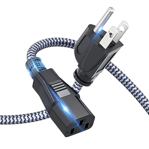 Power Cord  Goalfish AC Power Cable 10A 250V Power Cable UL Certified 18AWG 3 Prong Monitor Power Cable Nylon Braided PC Power Cord Replacement for Computer  TV  Laptop  Printer   25FT/7 5M