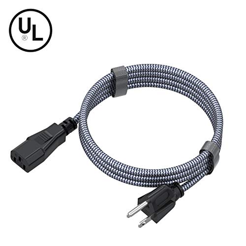 Power Cord  Goalfish AC Power Cable 10A 250V Power Cable UL Certified 18AWG 3 Prong Monitor Power Cable Nylon Braided PC Power Cord Replacement for Computer  TV  Laptop  Printer   25FT/7 5M