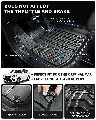 Powerty Floor Mats for 2018 2024 BMW X3 / 2019 2024 BMW X4  Custom Fit for BMW X3 Accessories  3D TPE All Weather Car Mats Heavy Duty Floor Liners  Fit All Models