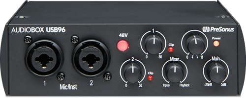 PreSonus AudioBox USB 96 Bundle   USB Audio Interface  XLR Interface for Guitar  Device for PC & Mac  Complete Recording Package with Studio One Pro  Music Production  Home Studio