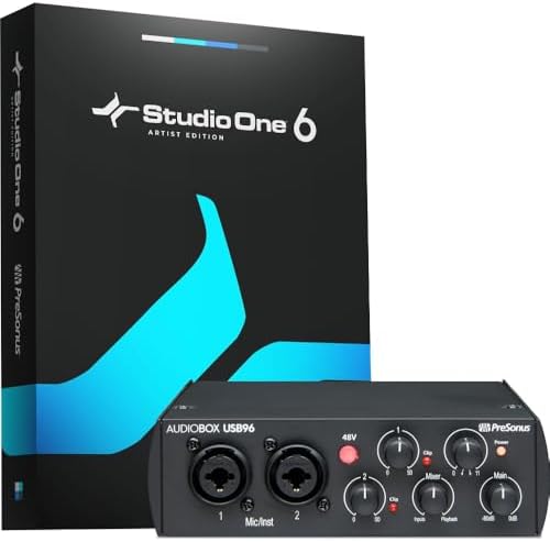 PreSonus AudioBox USB 96 Bundle   USB Audio Interface  XLR Interface for Guitar  Device for PC & Mac  Complete Recording Package with Studio One Pro  Music Production  Home Studio