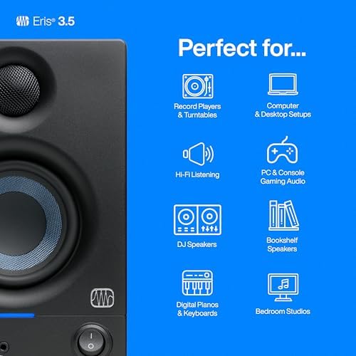 PreSonus Eris 3 5 Studio Monitors  Pair   Powered  Active Monitor Speakers for Near Field Music Production  Desktop Computer  Hi Fi Audio