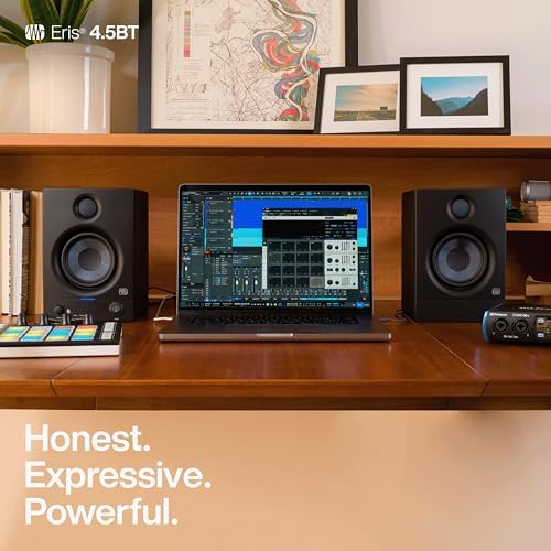 PreSonus Eris 4 5BT Bluetooth Studio Monitors  Pair   4 5 Inch Powered Bookshelf Speakers  Stereo  Desktop Computer  Near Field Music Production  Audio Mixing Recording