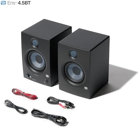 PreSonus Eris 4 5BT Bluetooth Studio Monitors  Pair   4 5 Inch Powered Bookshelf Speakers  Stereo  Desktop Computer  Near Field Music Production  Audio Mixing Recording