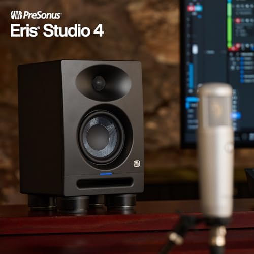 PreSonus Eris Studio 4 Monitor de estudio activo de 2 vías de 4,5 pulgadas con guía de ondas EBM