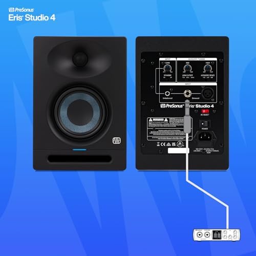PreSonus Eris Studio 4 Monitor de estudio activo de 2 vías de 4,5 pulgadas con guía de ondas EBM