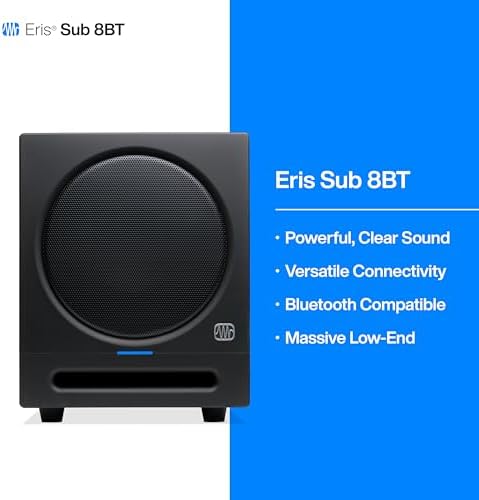 PreSonus Eris Sub 8BT   8 Inch Powered Subwoofer  Powered Sub  Active Subwoofer  Wireless  Bluetooth  Home Audio  Bass Speaker  Home Theater  Music Production  Gaming