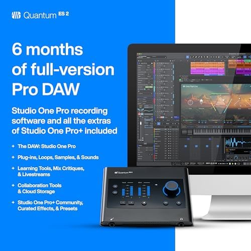 PreSonus Quantum ES 2 USB C Audio Interface with Studio One Pro Software