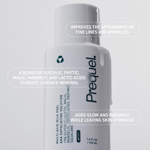 Prequel Skin Multi Acid Milk Peel  Professional Exfoliating Solution  15  Glycolic Acid Face Peel with Lactic Acid and Enzymes  Hydrating Chemical Exfoliant  Clinical Strength Formula  7 6oz Bottle