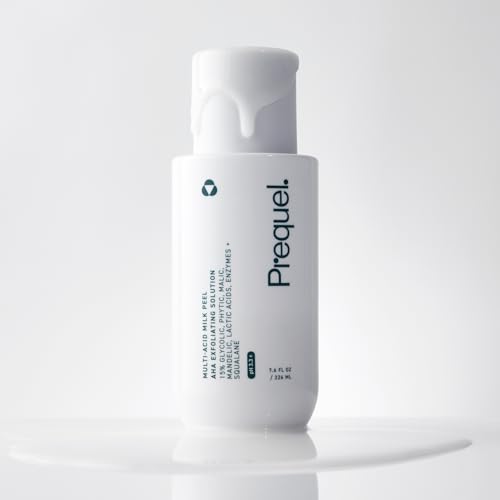 Prequel Skin Multi Acid Milk Peel  Professional Exfoliating Solution  15  Glycolic Acid Face Peel with Lactic Acid and Enzymes  Hydrating Chemical Exfoliant  Clinical Strength Formula  7 6oz Bottle