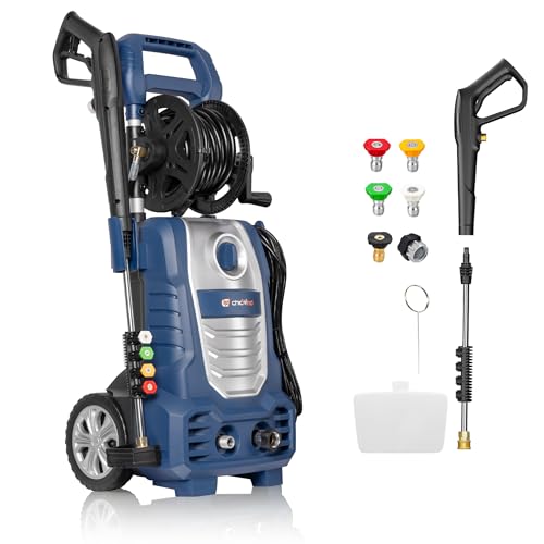Pressure Washer 1800W Electric Pressure Washer with 5Quick Connect Nozzles Built in Foam Cannon 35ft GFCI Power Cord 27ft Hose Electric Power Washer for Car Patio Fence Driveway