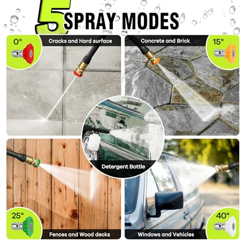 Pressure Washer  Power Washer with 4 Quick Connect Nozzles  High Pressure Cleaning Machine with Foam Cannon for Cars/Fences/Driveways/Patios/Home Cleaning