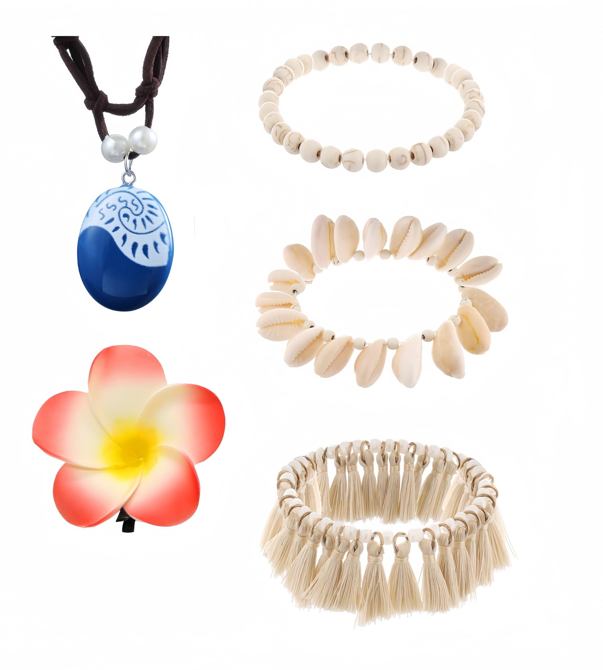 9-10 años, Princess Moana Adventure Costume for Girls Kids Ocean Theme Birthday Halloween Dress up With Necklace Shell anklet 9 10Years